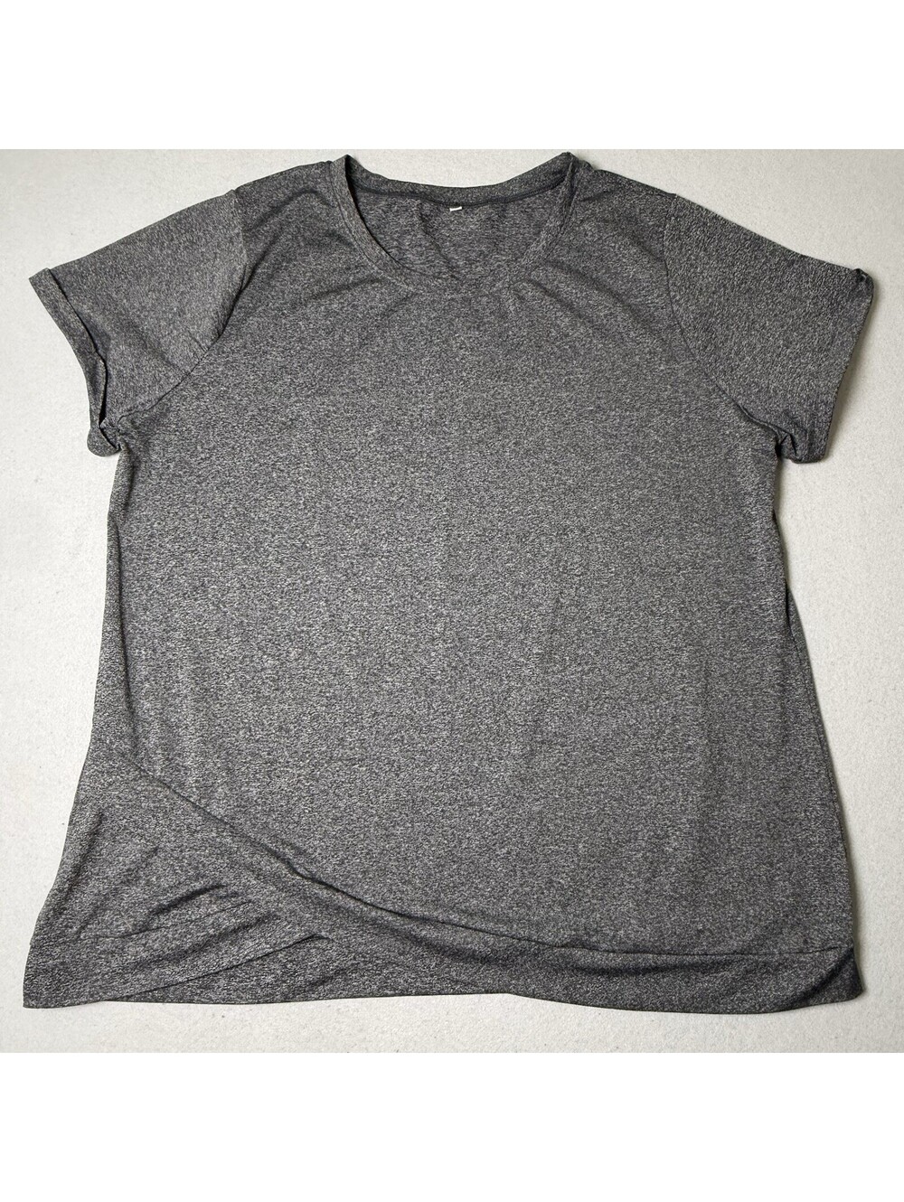 Fabletics Womens Shirt Sz 3XL Gray Top Crew Neck Short Sleeve Performance Fabric